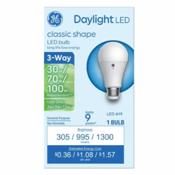 GE 93130564 LED 3-Way Light Bulb 3/13 Watts Multi-Level Brightness Lamps and Fixtures