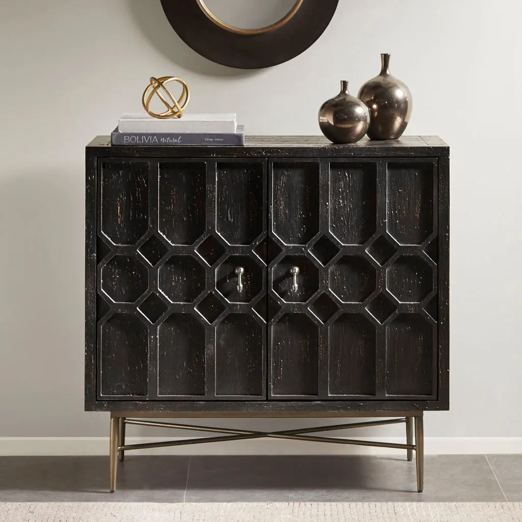 Hanley 2 Doors Accent Cabinet Black Timber jla