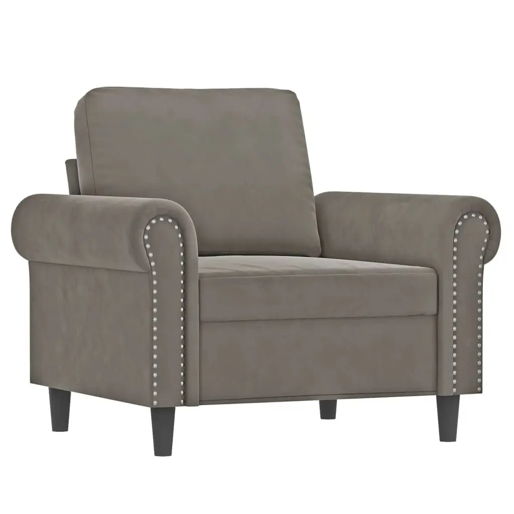 23.6 Inch Light Gray Velvet Sofa Chair Living Room Comfort