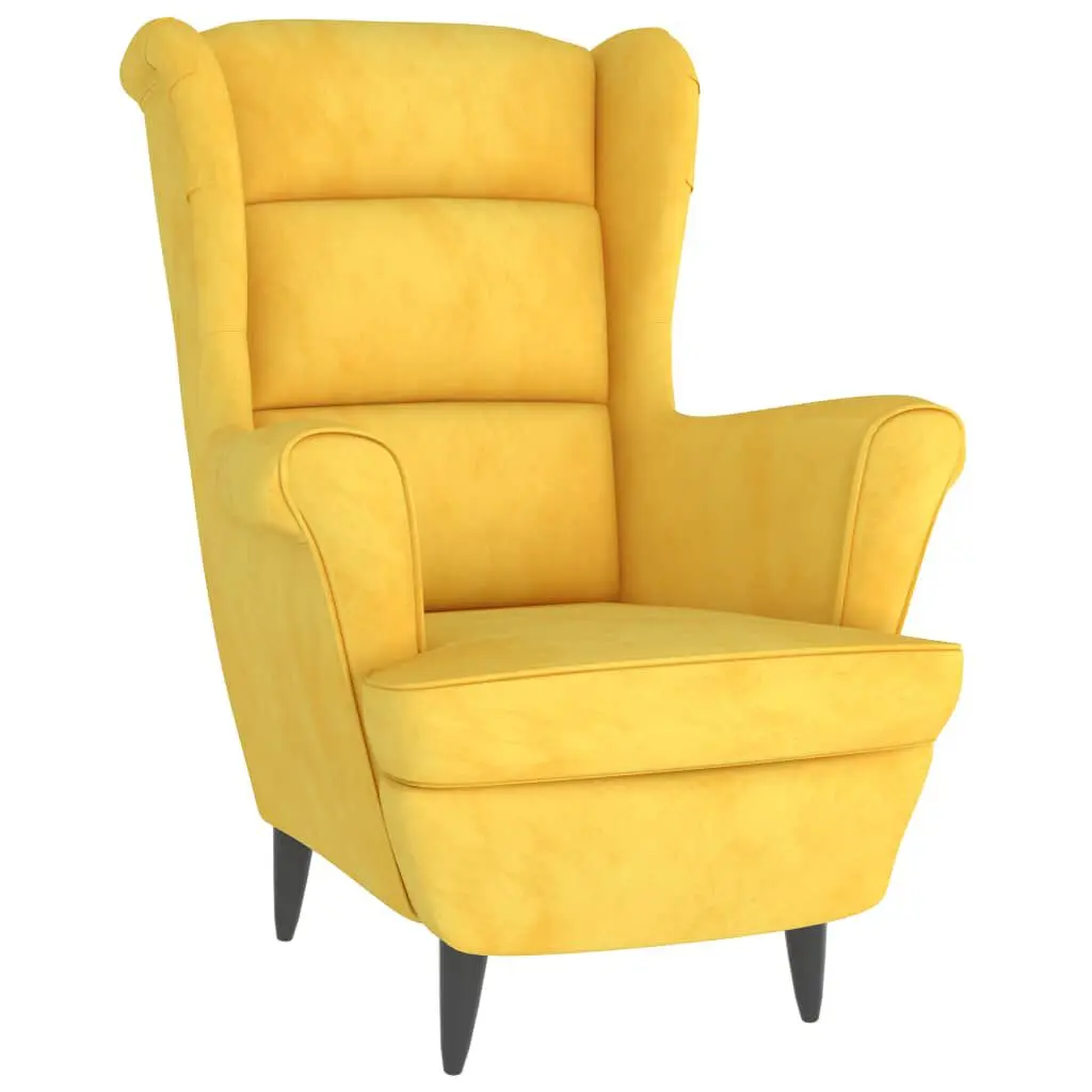 Armchair Mustard Yellow Velvet Modern Accent Chair Living Room