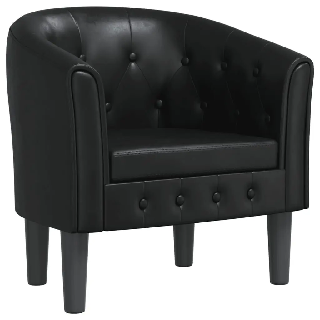 Black Faux Leather Tub Chair Living Room or Office