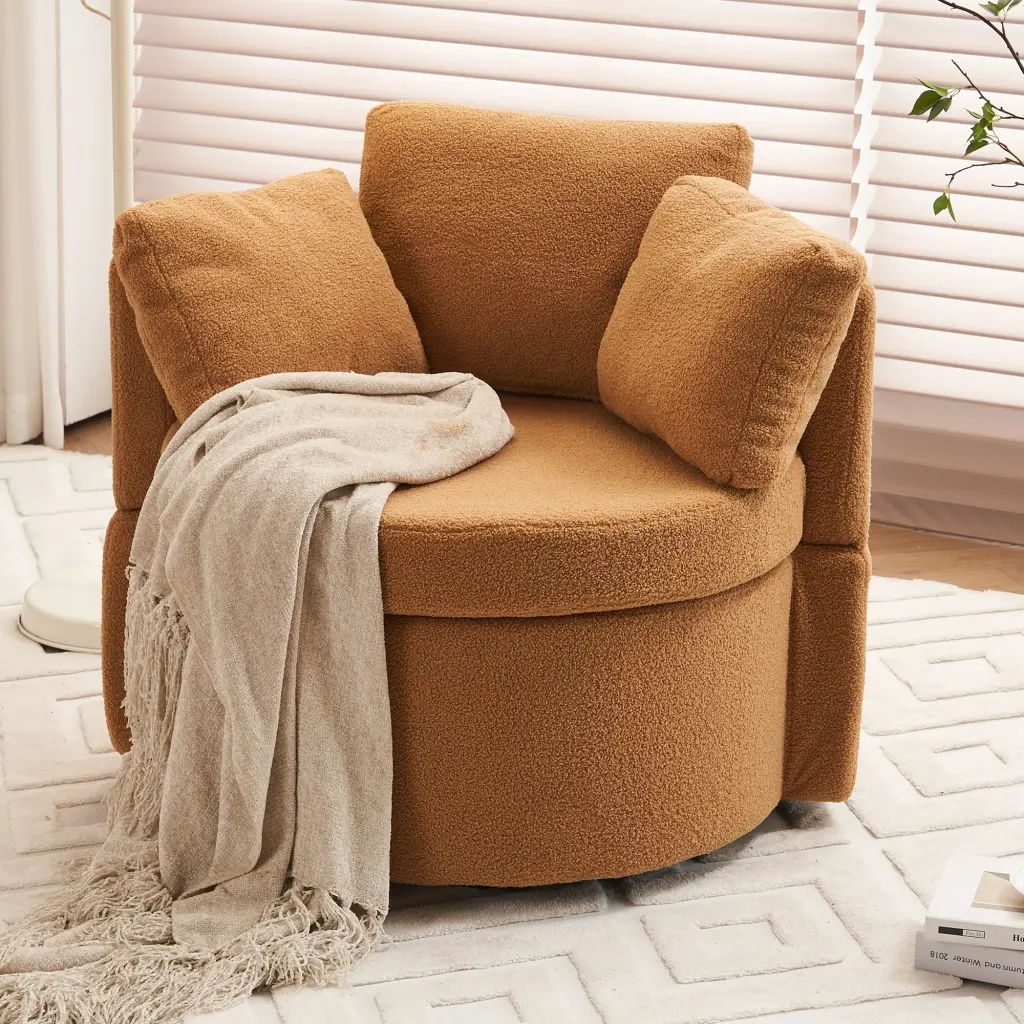 029 Teddy Material Swivel Storage Chair Back Cushion Living Room dg collection
