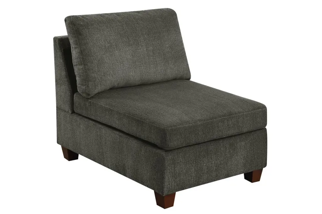 1Pc Armless Chair Only Grey Chenille Material Modular Armless Chair Cushioned Seat kanepe