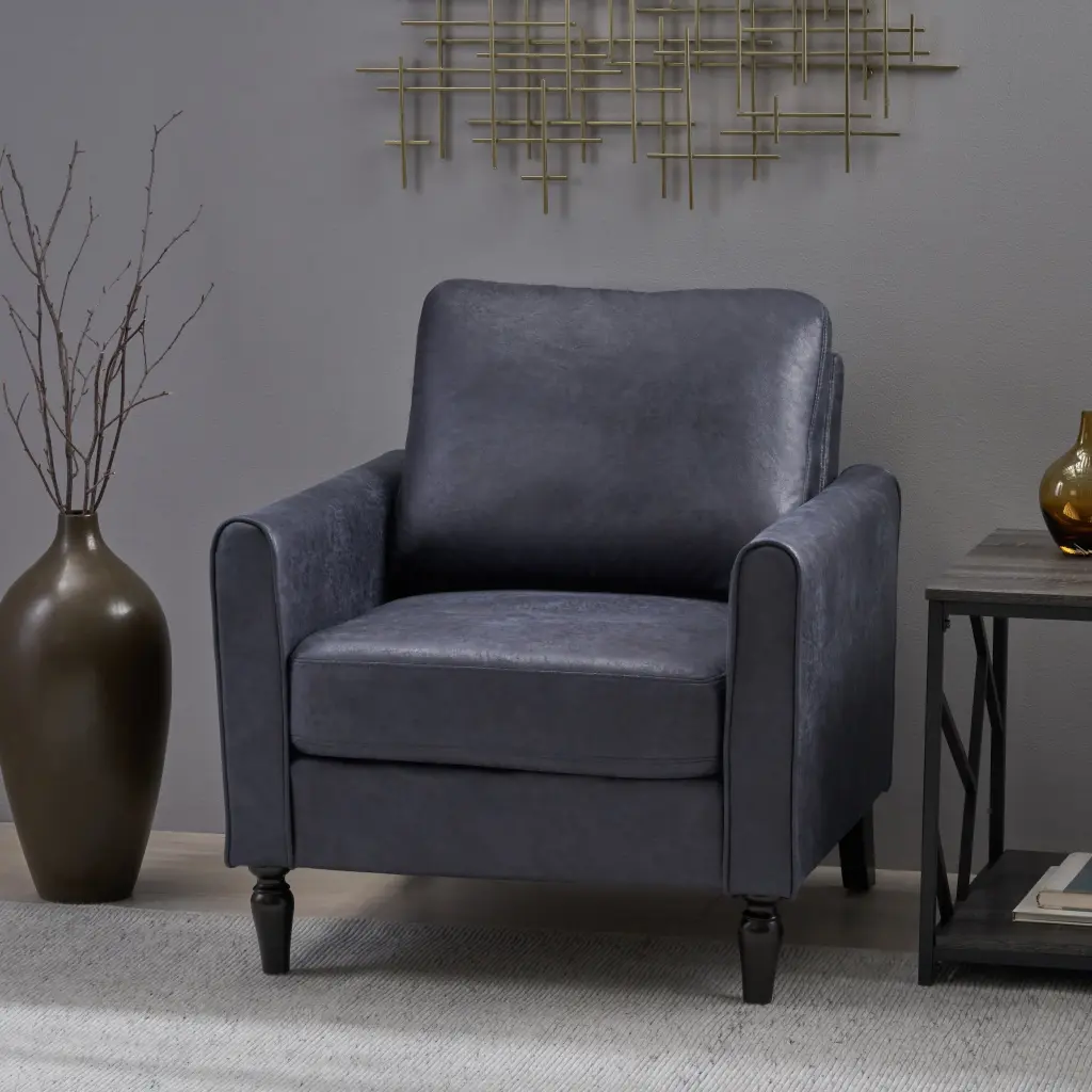 Navy Blue Microfiber Chair 1 Seat nh-home living