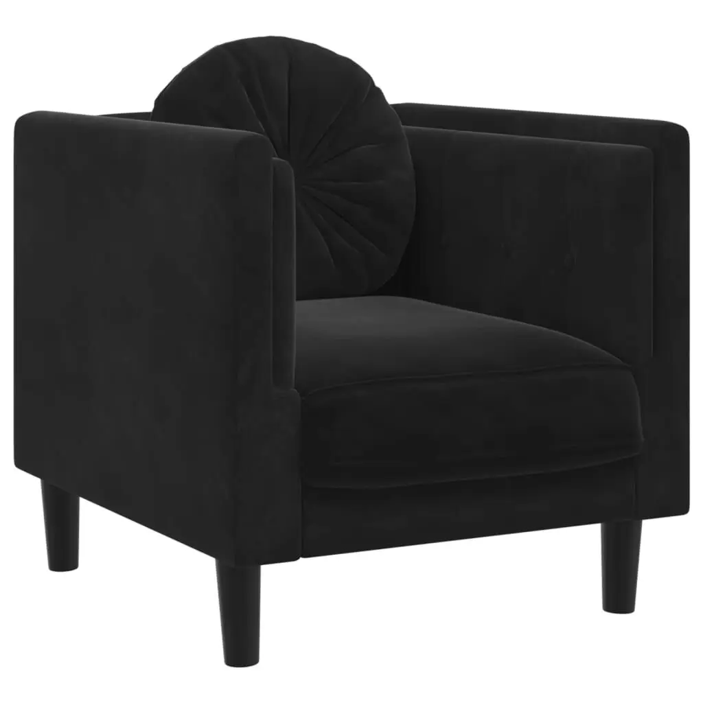 Sofa Chair Cushion Black Velvet Living Room Accent Chair