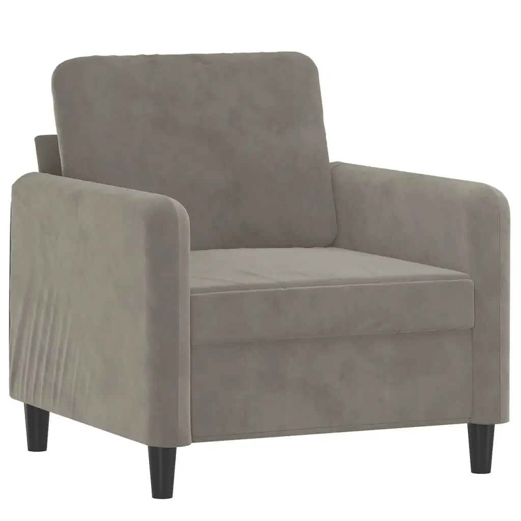 Sofa Chair Light Gray 23.6 Inches Velvet Living Room Furniture