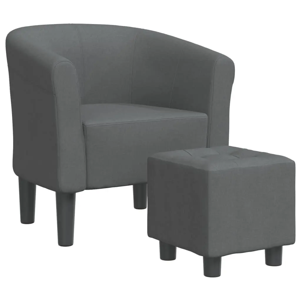 Tub Chair Footstool Dark Gray Fabric Living Room Accent Chair