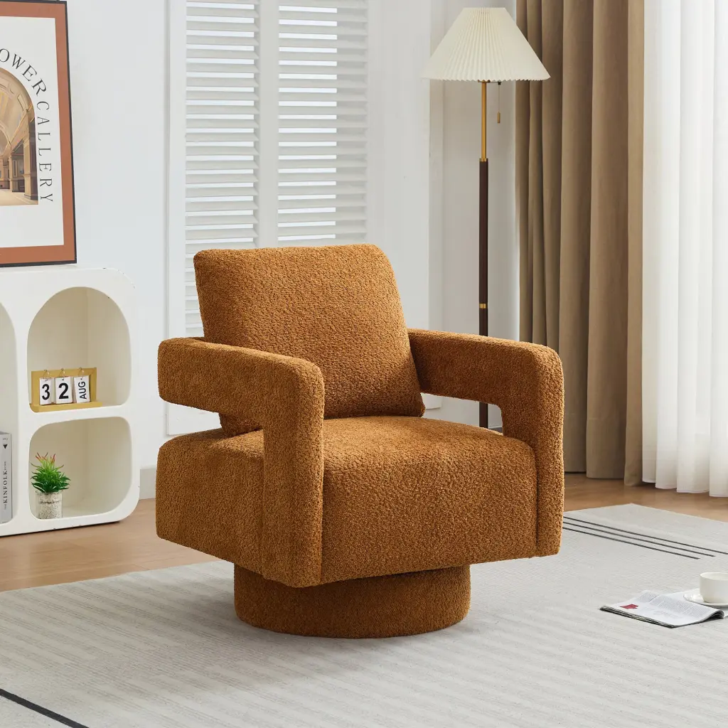 29.13 Inch W Square Swivel Accent Chair Modern Rotating Arm Chair Ottoman w1852