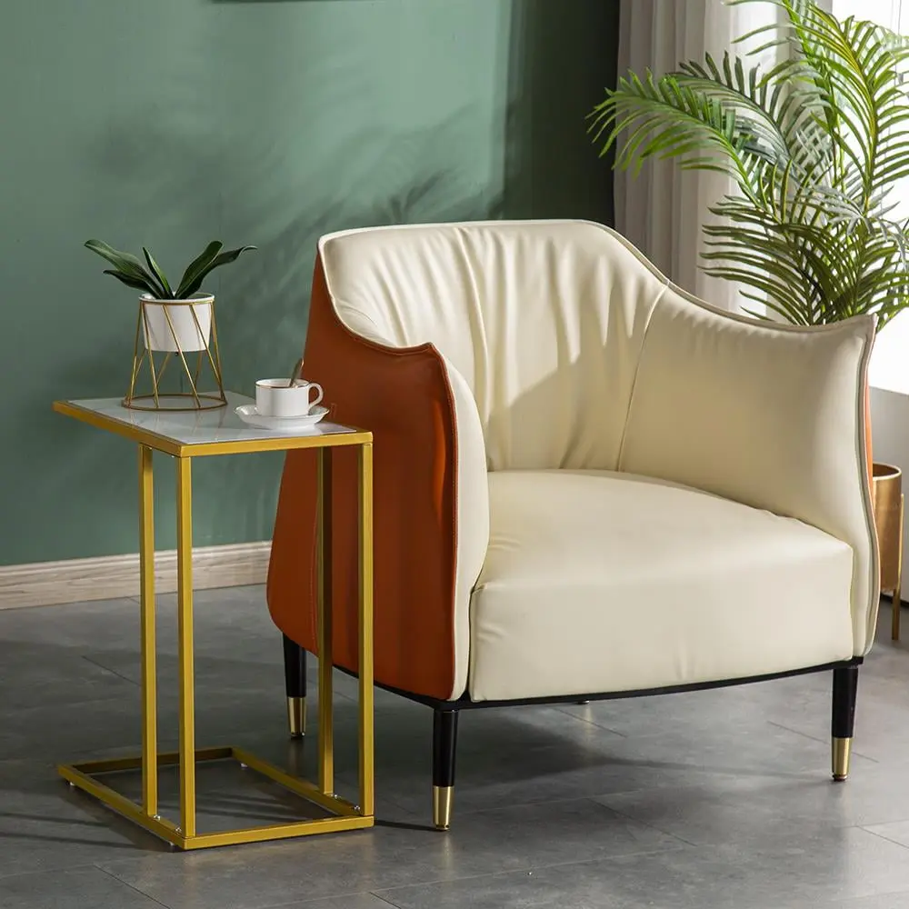 BaytoCare Modern Side End Accent C Table Marble Gold Laptop Holder
