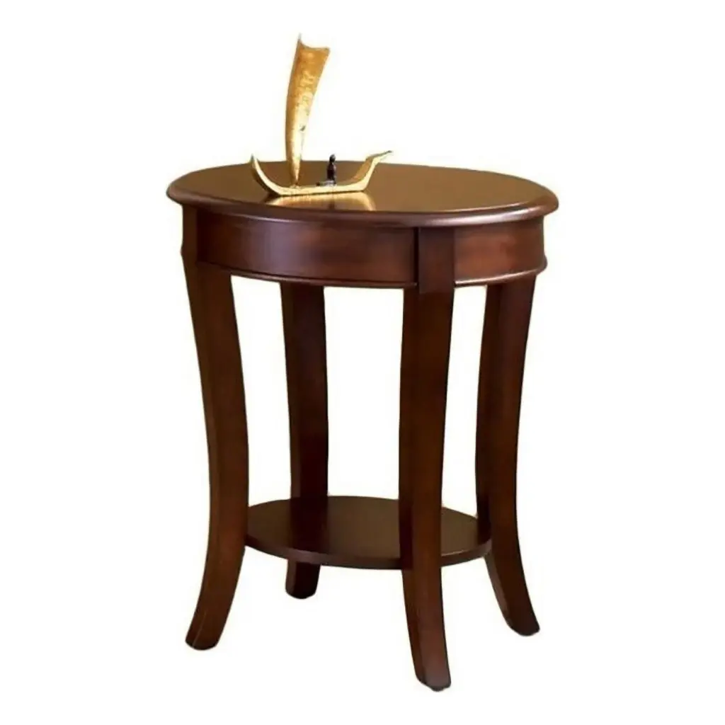 Bowery Hill End Table Coffee Accent Table Oval Wood Cherry Stylish Living Room Furniture