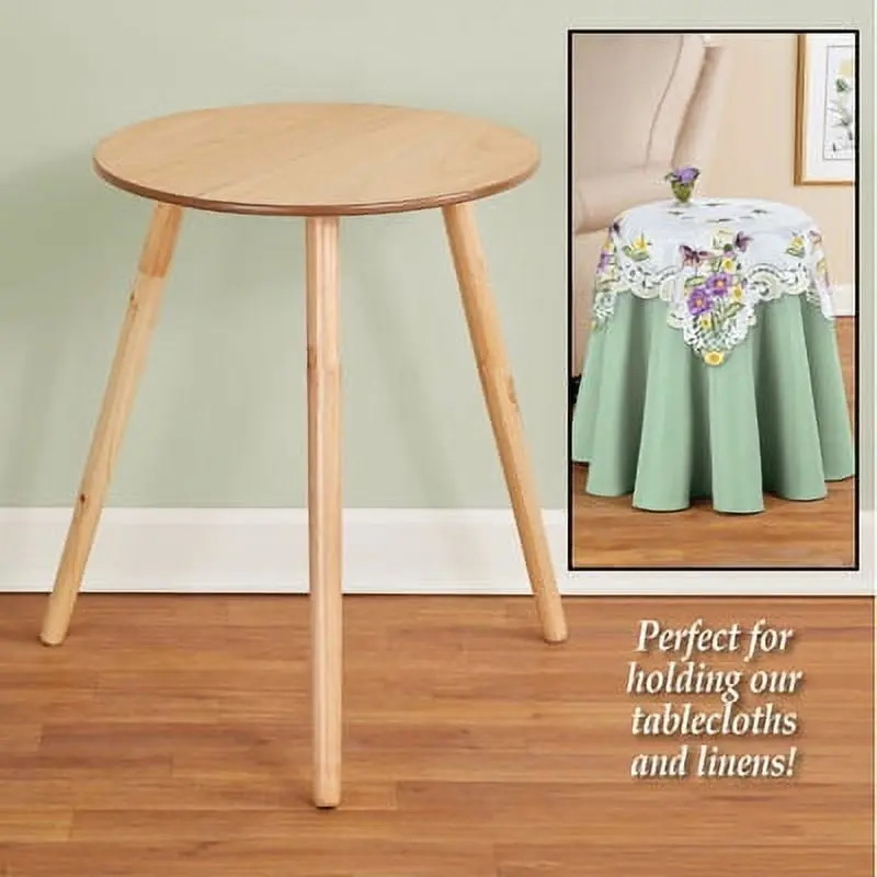 Collections Etc Round Wooden Side Accent Table Unfinished 20 Diameter x 25.5 Height C&E