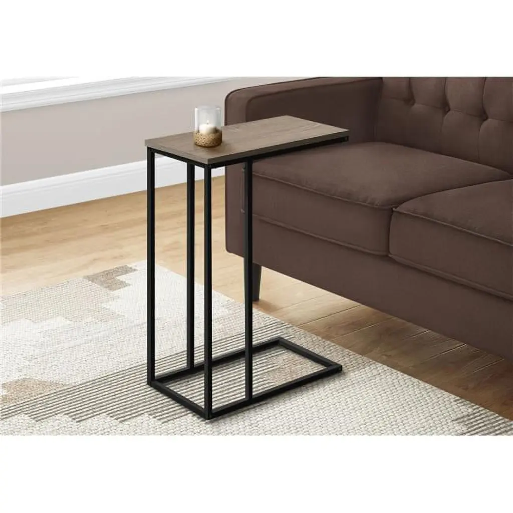 24x9.45x15.75 Contemporary Modern Rectangle Accent Table Dark Taupe Black Clean Choice