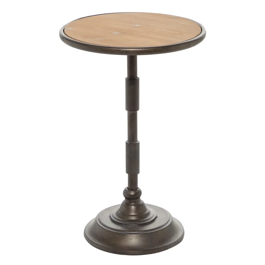DecMode 14 x 21 Black Metal Accent Table Brown Wood Top 1-Piece
