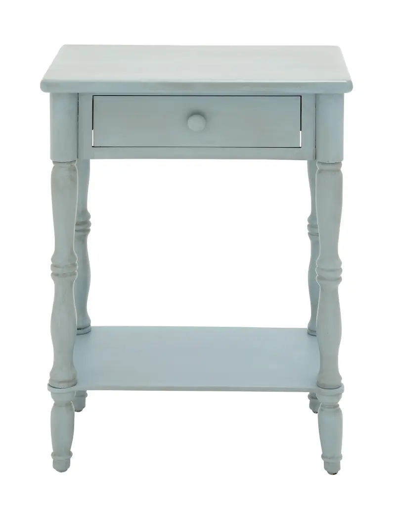 DecMode 22 x 31 Blue Wood 1 Drawer and 1 Shelf Accent Table Stylish Living Room Furniture