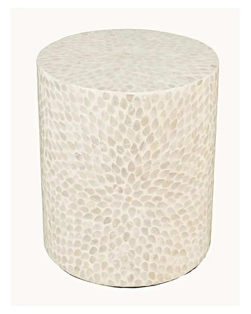 Global Archive Handcrafted Capiz Shell Terrazzo Modern Accent End Table - Unique Decorative Side Table LeCeleBee