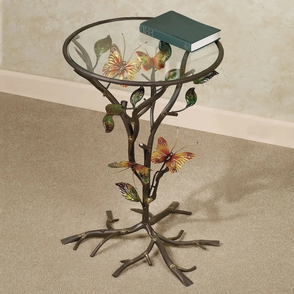 Flight Butterfly Round Accent Table Bronze 18Dia x23H Artistic Touch of Class