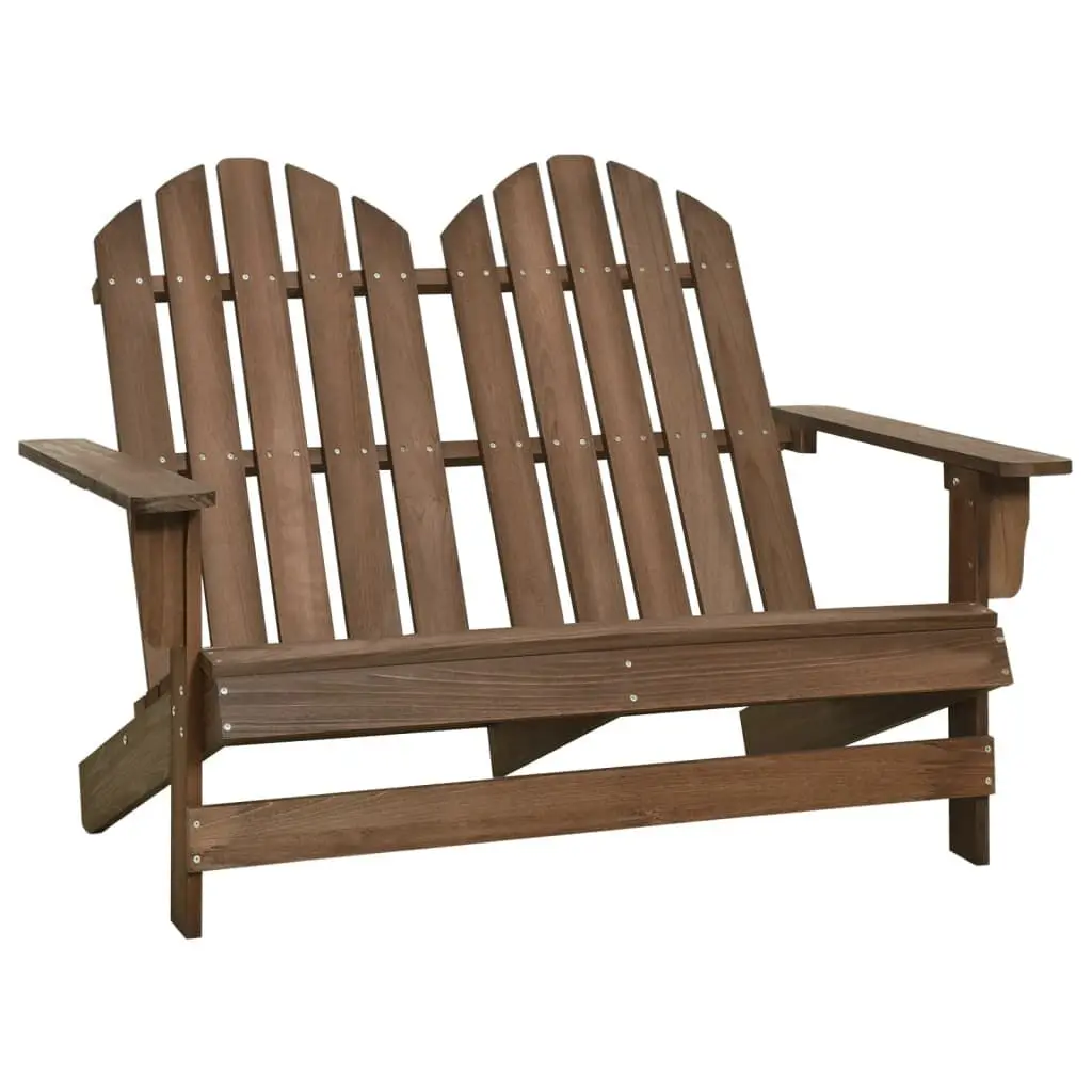 2-Seater Patio Adirondack Chair Solid Wood Fir Brown Outdoor Furniture