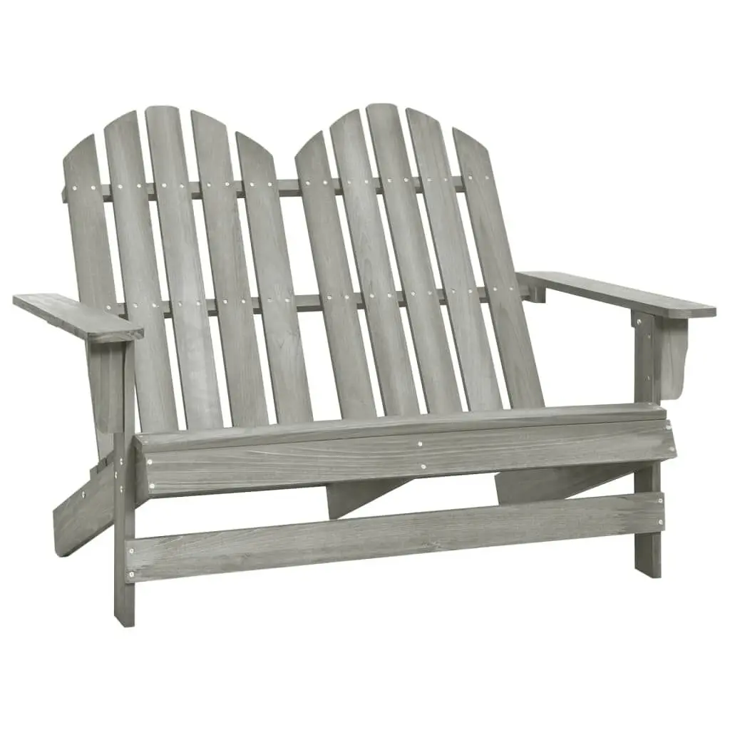 2-Seater Patio Adirondack Chair Solid Wood Fir Gray Outdoor Loveseat