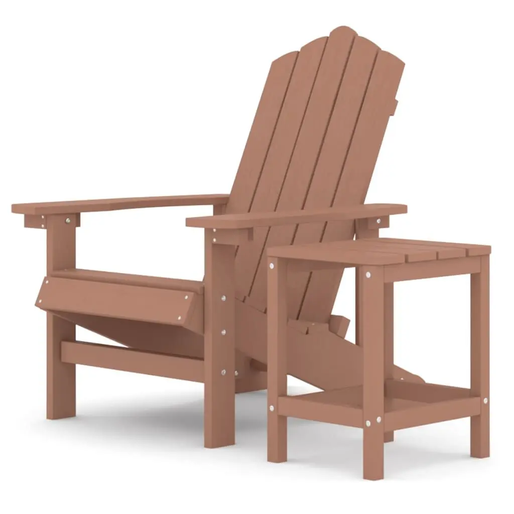Patio Adirondack Chair Table HDPE Brown Outdoor Furniture