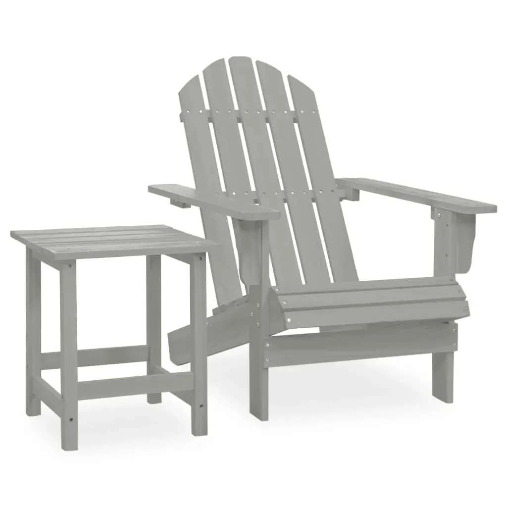 Patio Adirondack Chair Table Solid Fir Wood Gray Outdoor Seating