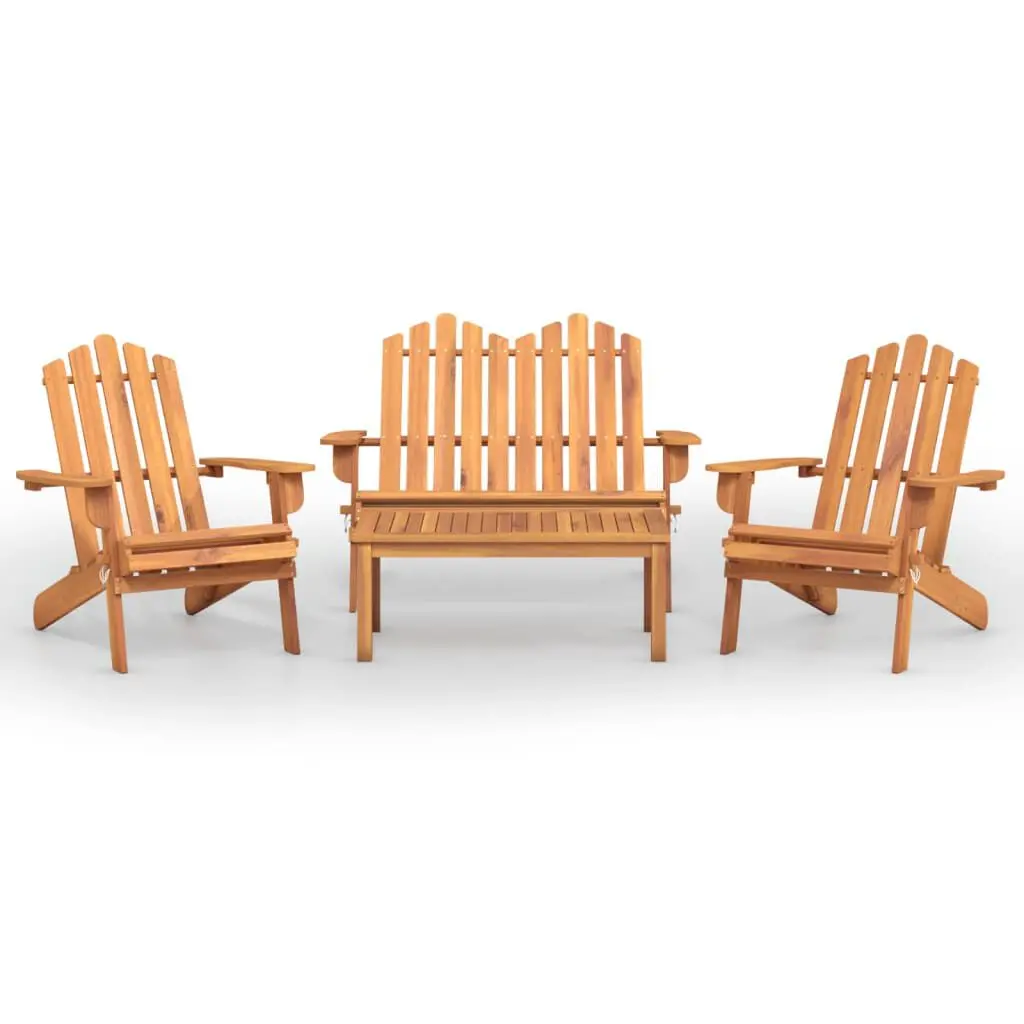 4 Piece Adirondack Patio Lounge Set Solid Wood Acacia Outdoor Furniture