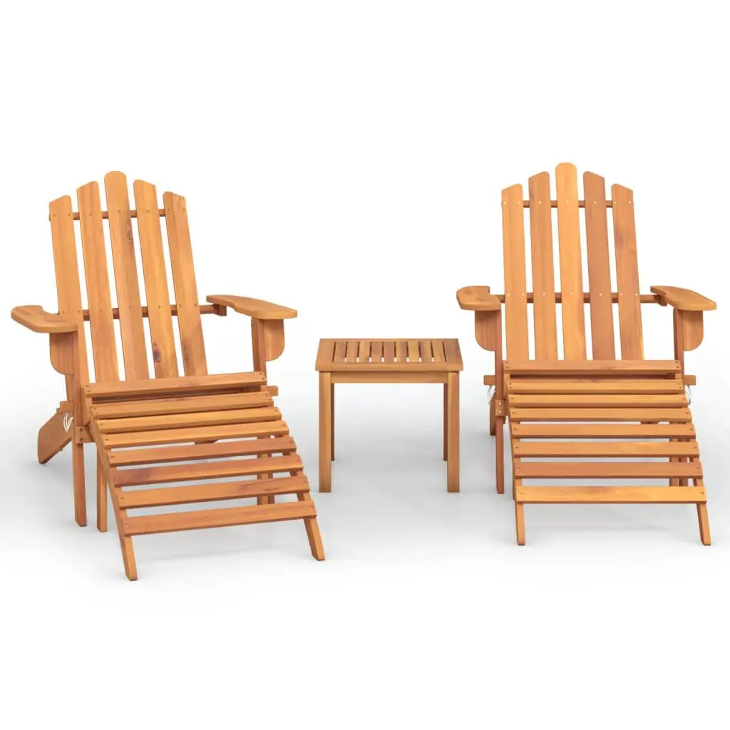 3 Piece Adirondack Patio Lounge Set Solid Wood Acacia Outdoor