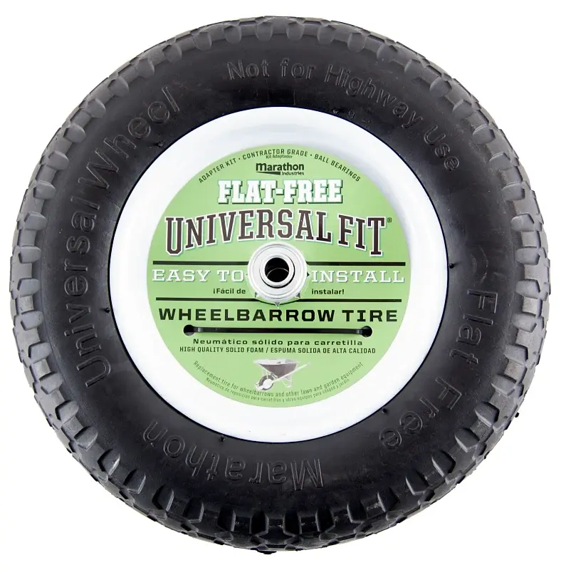 Arnold 00270 Wheelbarrow Wheel, 14-1/2 Dia Tire, Knobby Tread, Polyurethane Tire