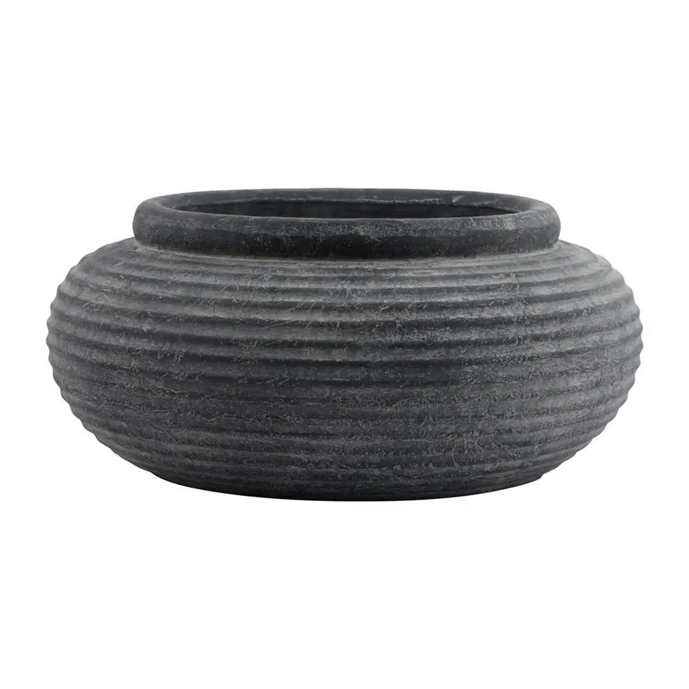 Amalfi Round Ribbed Planter - Grey