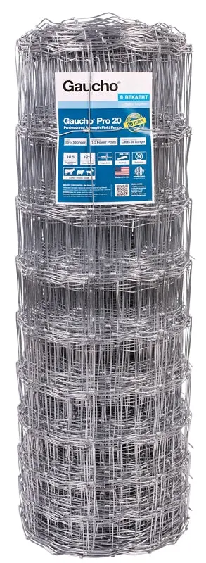 Gaucho Pro 118188 Field Fence, 330 ft L, 39 H, 12-1/2 Gauge, Stainless