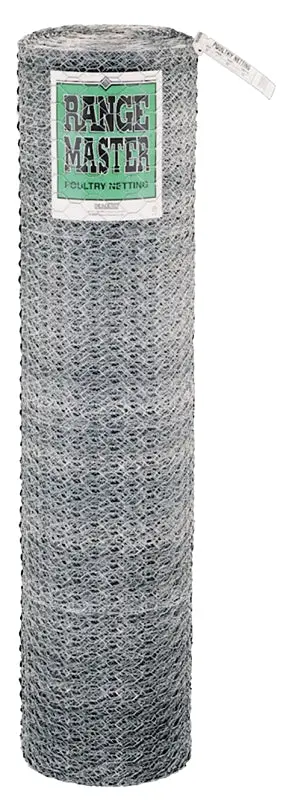 Rangemaster 6003 Poultry Net, 150 ft L, 48 W, 20 Gauge, Hexagonal Mesh, 2 Mesh, Galvanized Alloy