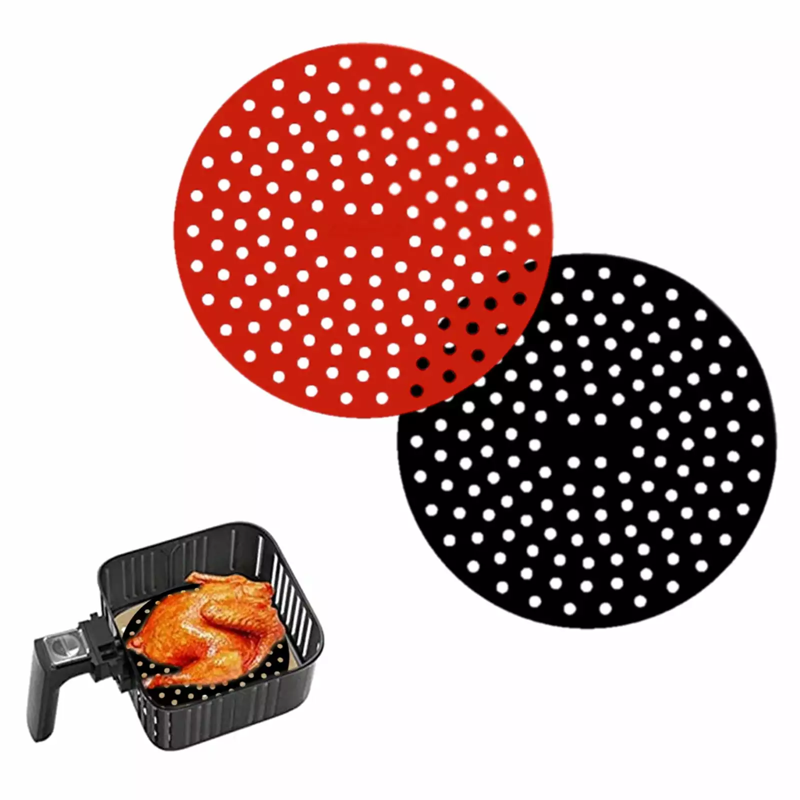 Farvoery Reusable Air Fryer Liners - 2PC Silicone Mats Air Fryer Kitchen Accessories One