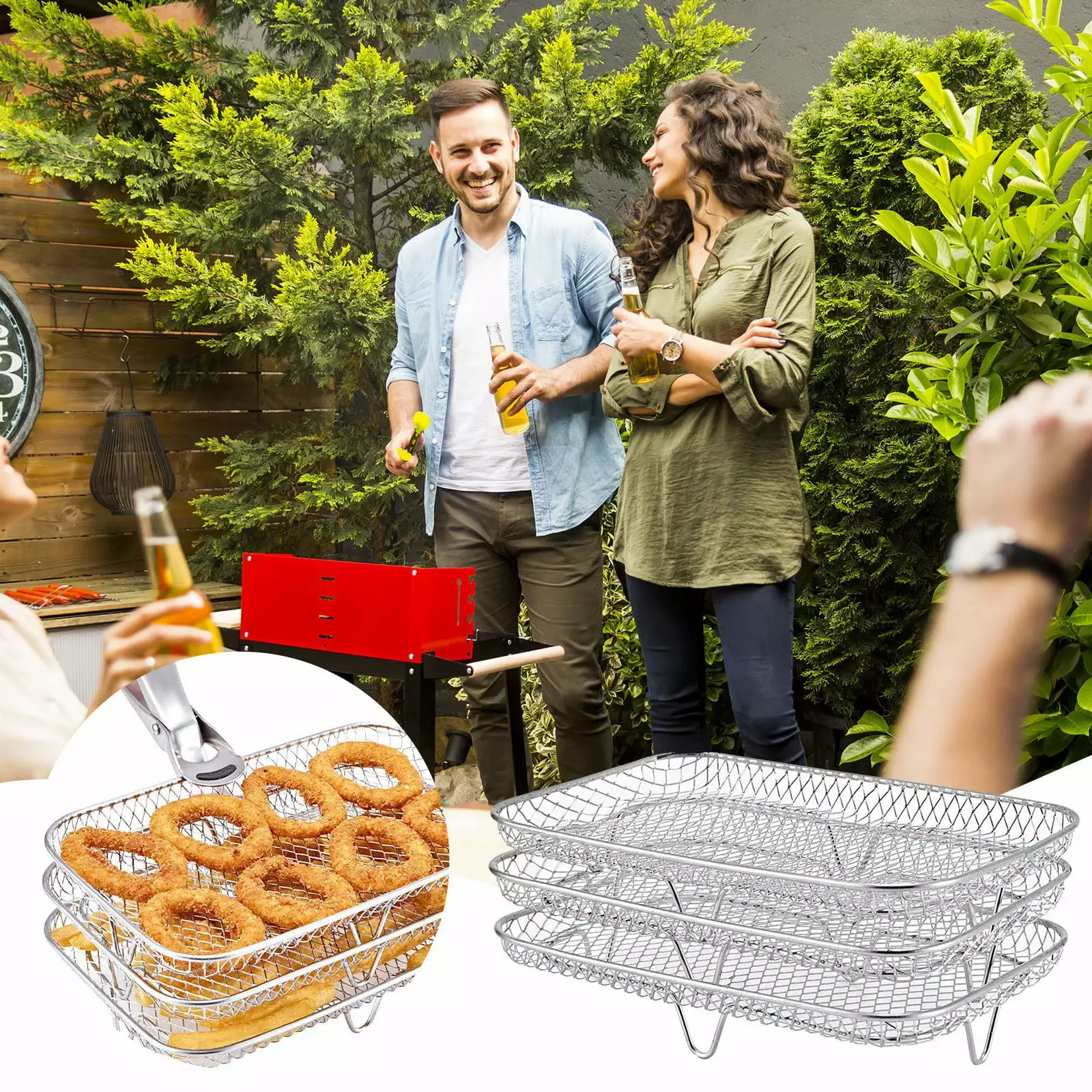 SWSUSN Rack Synergistic Most Air Fryer Air Fryer Accessories Stainless Steel Airfryer Rack Roasting Rack Kitchen Tool