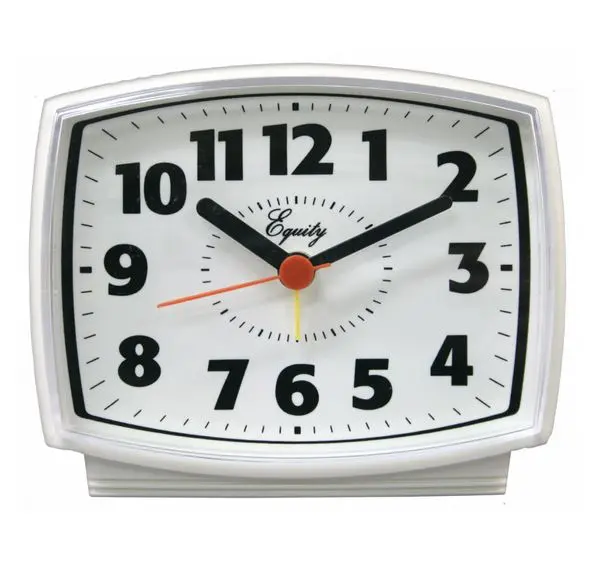 Equity Electric Analog Alarm Clock White Case Lighted Dial