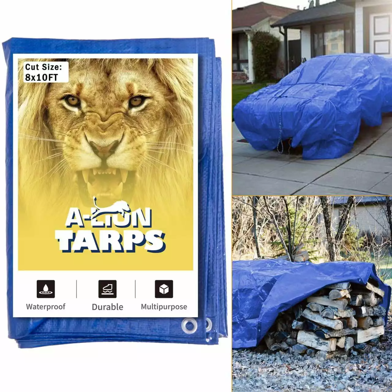 50x100 All Purpose Standard Duty 5 Mil Tarp Cover Waterproof UV Resistant Rip Proof A-Lion