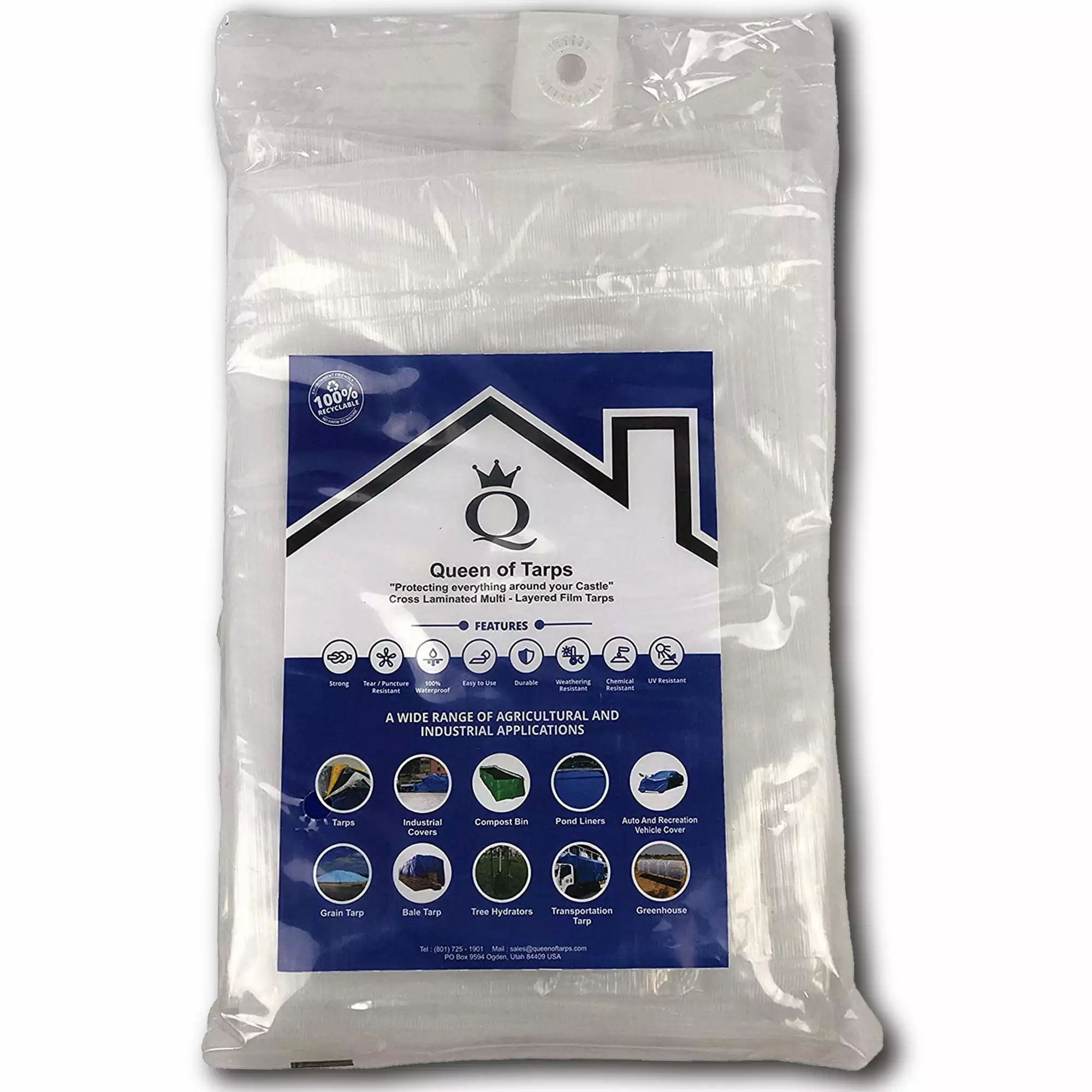 Queen Tarps 20 x 25 Ft Lightweight All Purpose Plastic Tarp Translucent