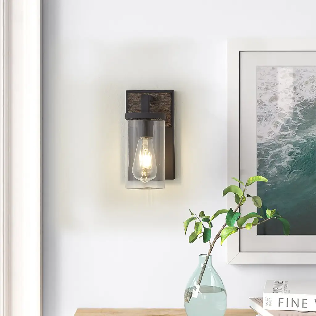 Outdoor Wall Light Walnut Finish Alloy Metal Weather Resistant Lighting acroma