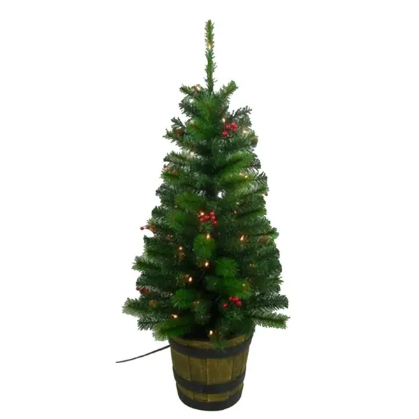 Santas Forest 27217 4 Ft Whisky Barrel Christmas Tree Unique Holiday Decor