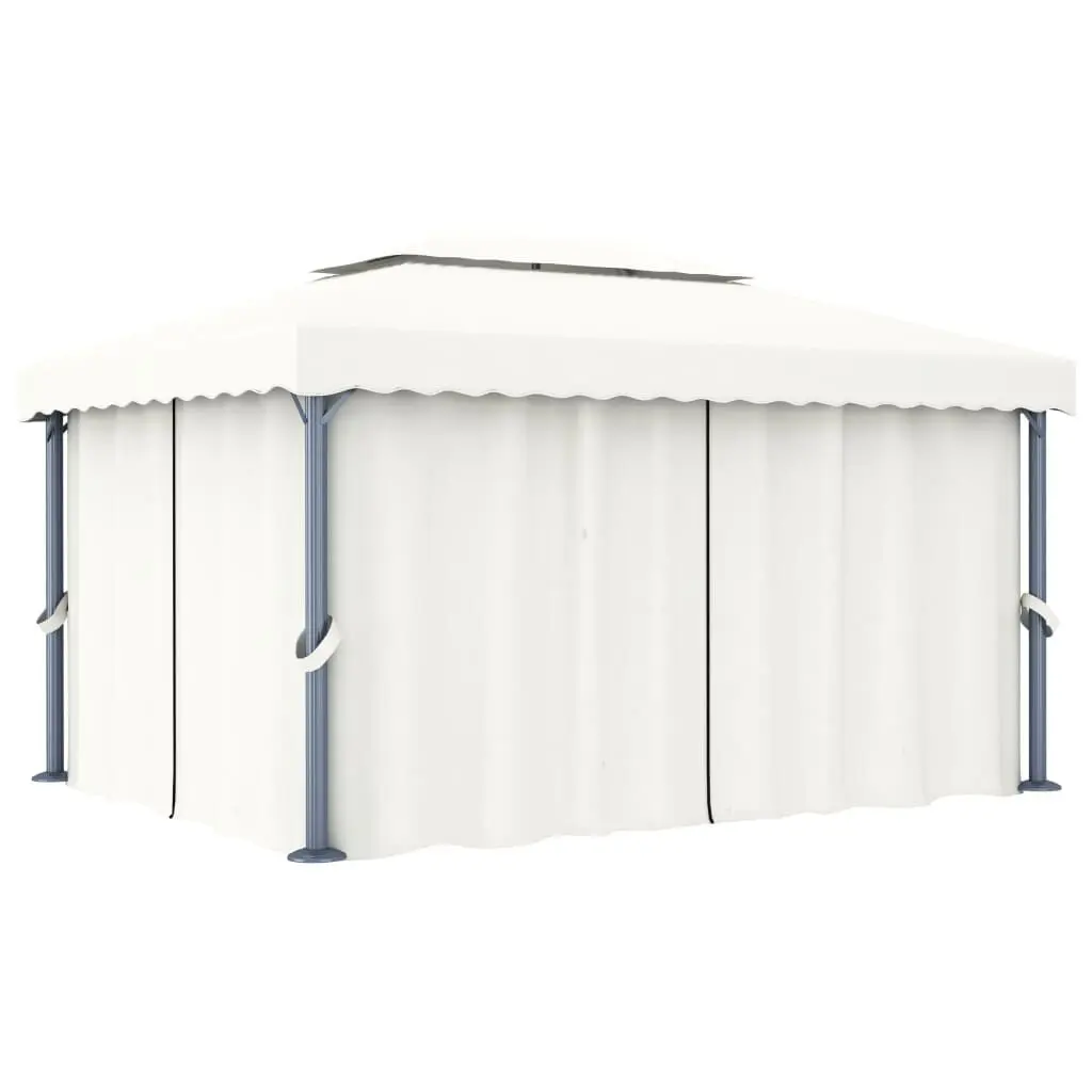 Gazebo Curtain 13.1'x9.8' Cream White Aluminum Large Outdoor Shelter