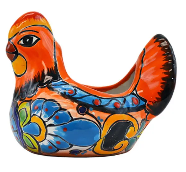 Avera APG002060 Ceramic Talavera Hen Shaped Planter Assorted Color