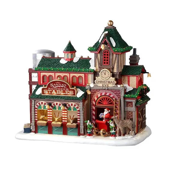 Lemax 25926 Christmas Santa's Reindeer Stables 4.5 Volt Animated Barn