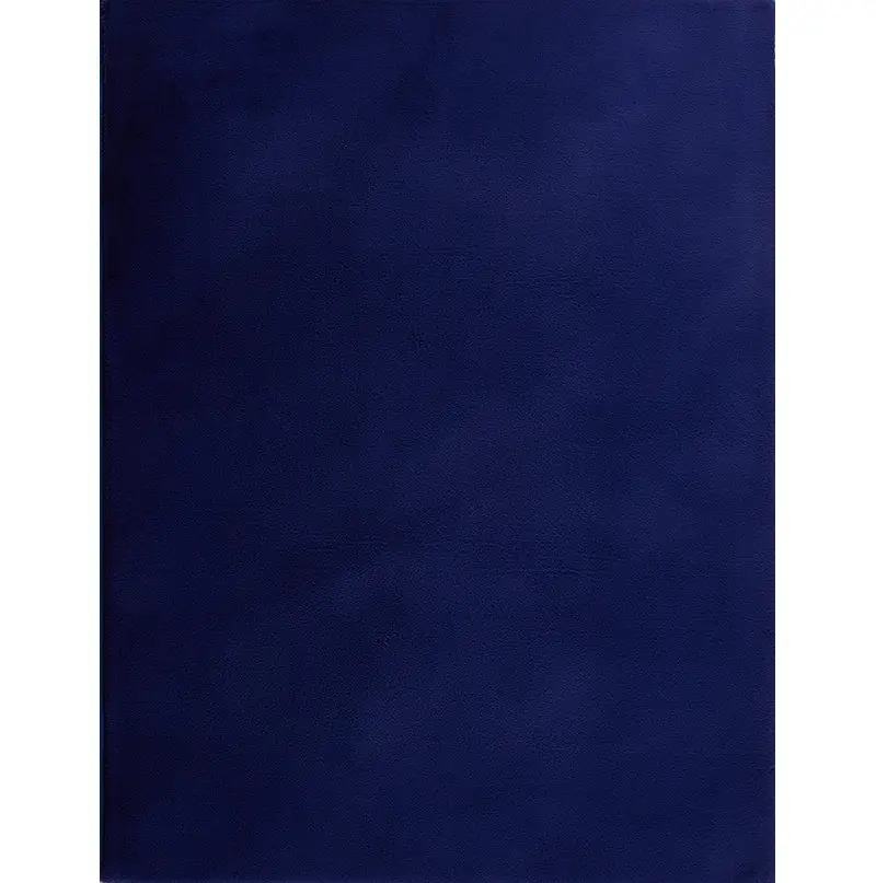 Lily Premium Chinchilla Faux Fur Rectangular Area Rug Navy Blue Polyester furnings