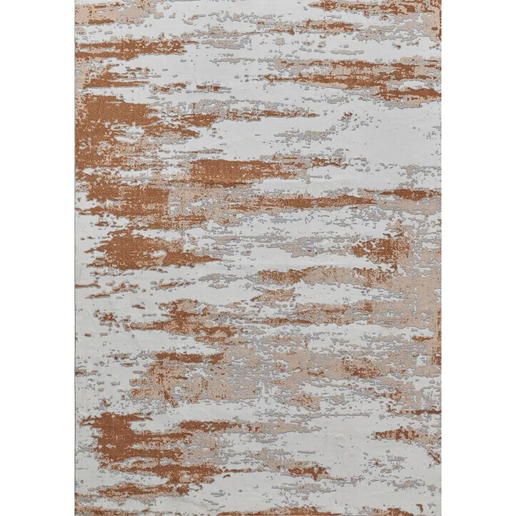 Zara Collection Abstract Design Gray Brown Rust Machine Washable Super Soft Rug furnings