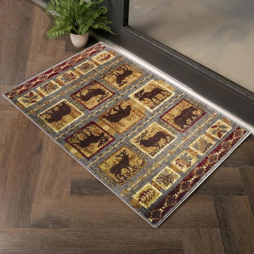 Nature's Nest GC CBL3004 Multi 2 Ft. X 3 Ft. Lodge Area Rug Blue Polypropylene icona home decor