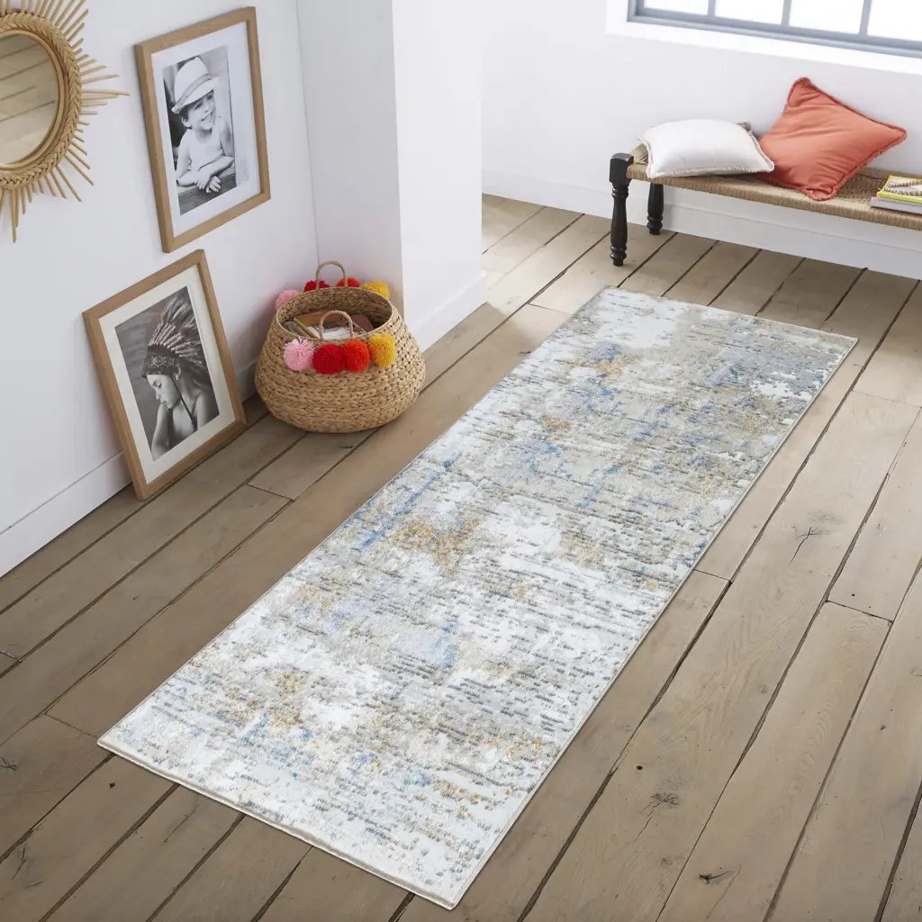 Textures Multi 2 Ft. 7 . X 7 Ft. Area Rug White Polyester icona home decor