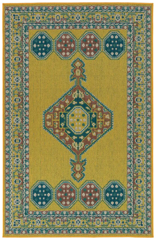 Traditional Transitional Oriental Medallion Border Cut Pile 1.9x3 Area Rug kaleen