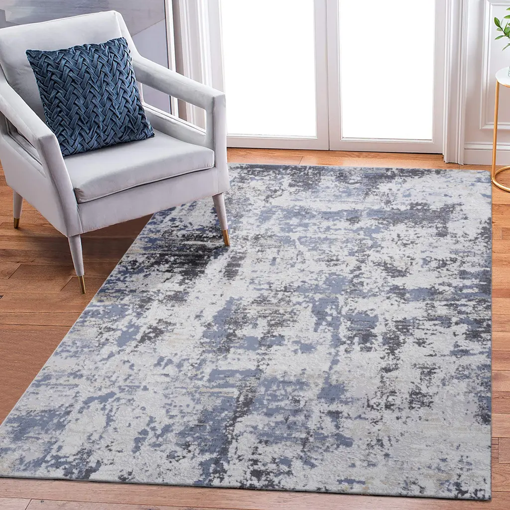 5x7 Grey Denim Abstract Non-Shedding Living Room Bedroom Dining Home Area Rug naar rug