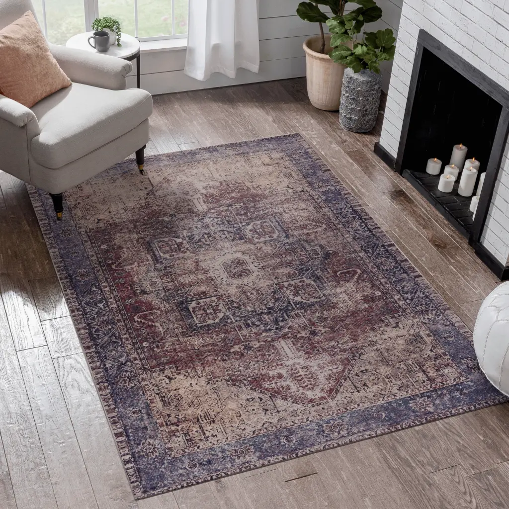 Area Rugs 4X6 Washable Rug Low Pile Non Slip Non Shedding Foldable naar rug