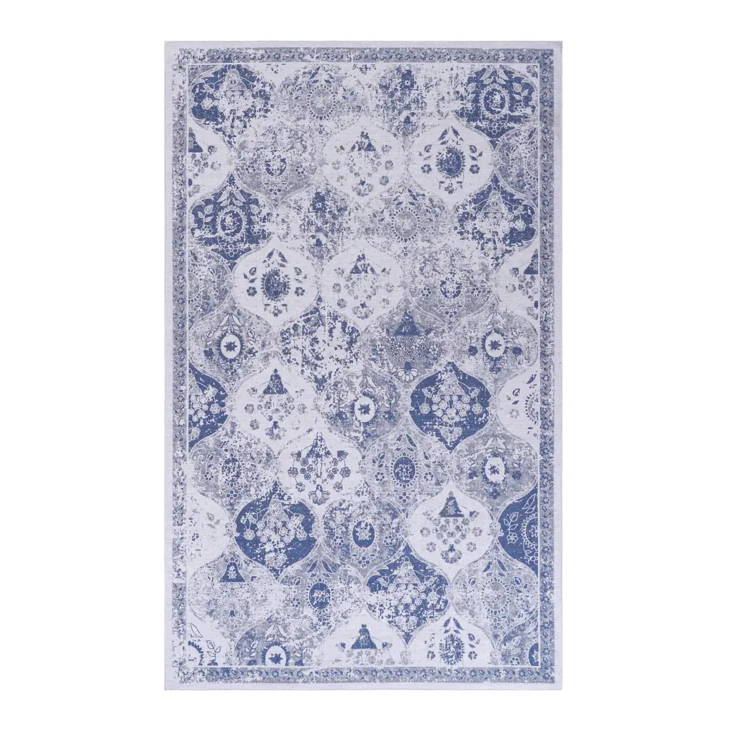 Naar 2X3 Blue Area Rug, Machine Washable Low Pile Non Slip Rug naar rug