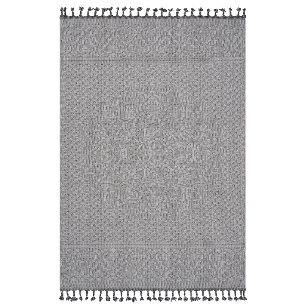 Naar Guros Collection 4X6 White Ivory Medallion Indoor Outdoor Area Rug naar rug