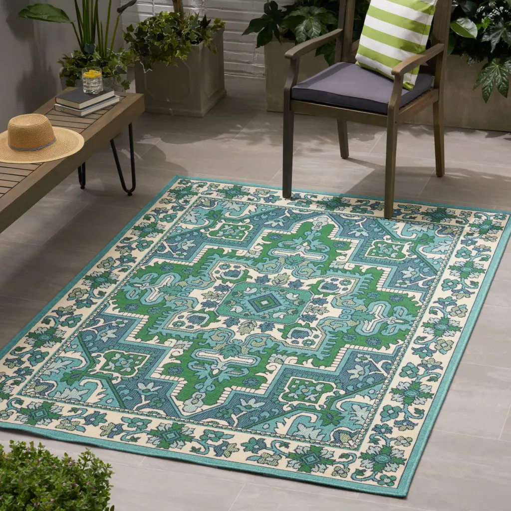 Meridian 2808G 5ft 3in x 7ft Ivory Polypropylene Area Rug nh-kisa